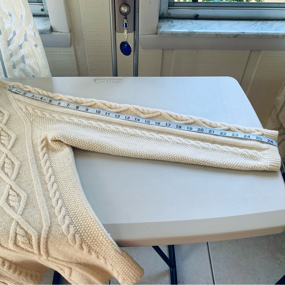 Ralph Lauren Cable Knit Full Zip 100% Ivory Wool Cardigan size XL - Picture 7 of 12